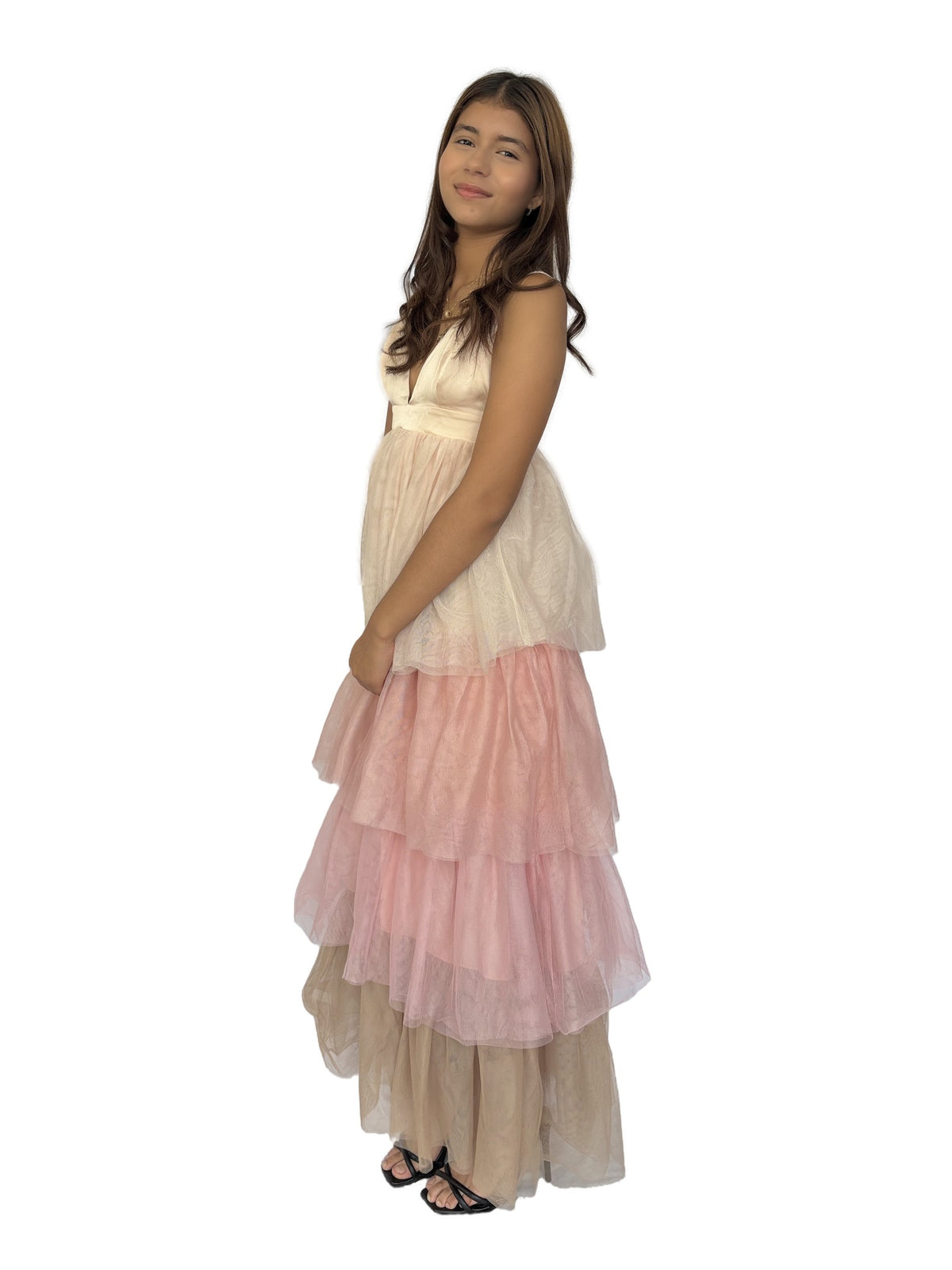 Vestido Tul Degradado Rosa Rosa