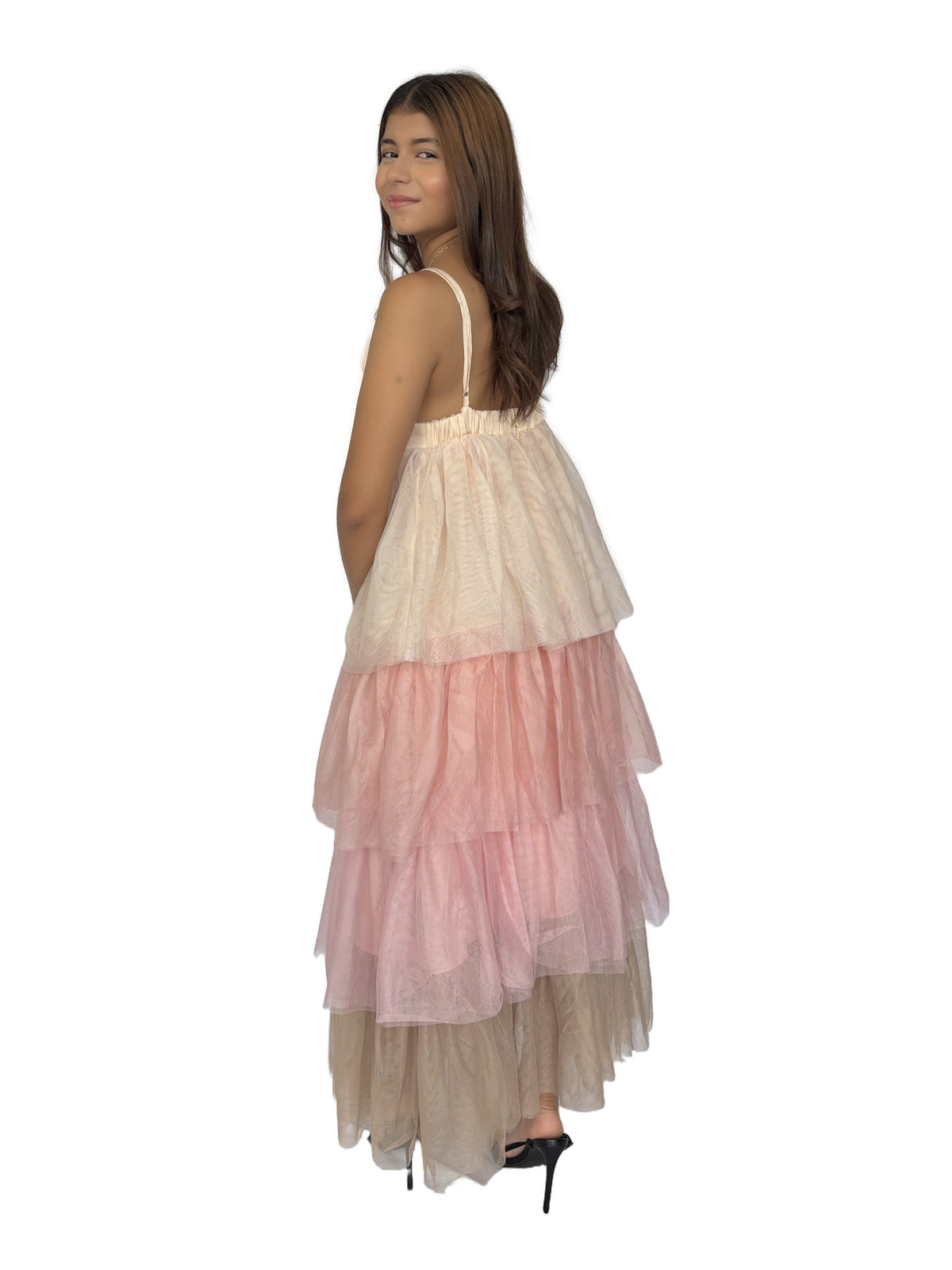 Vestido Tul Degradado Rosa Rosa