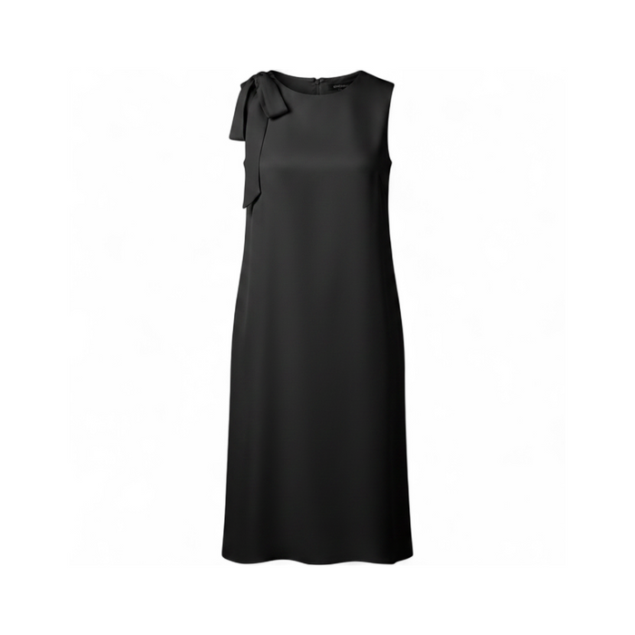 Vestido Midi con Lazo al Hombro Negro