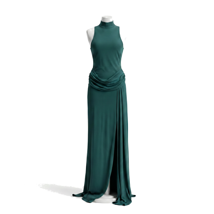 Vestido Cuello Alto Esmeralda 