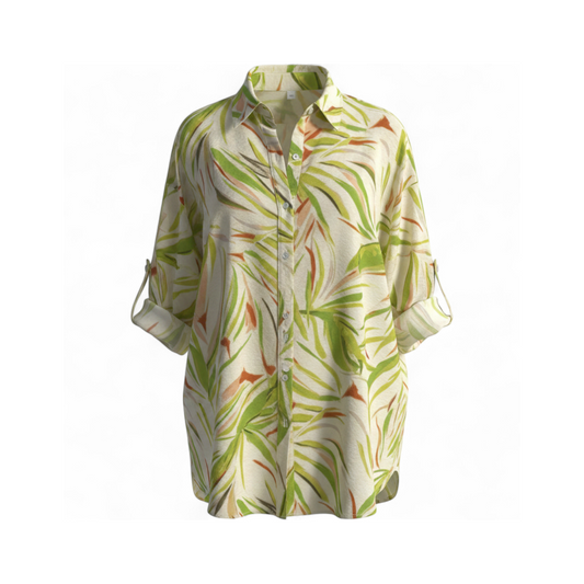 Blusa Oversized Hojas Tropicales