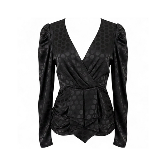 Blusa Negra Lunares Cruzada