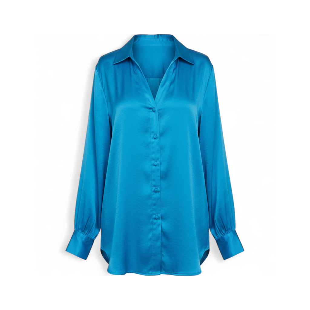 Blusa Petróleo Cuello Camisero