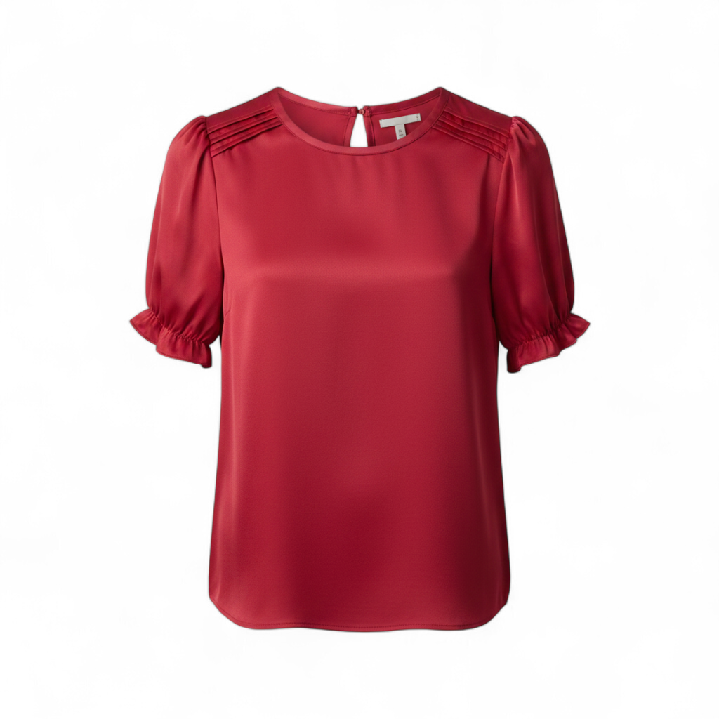 Blusa Manga Abullonada con Lorzas