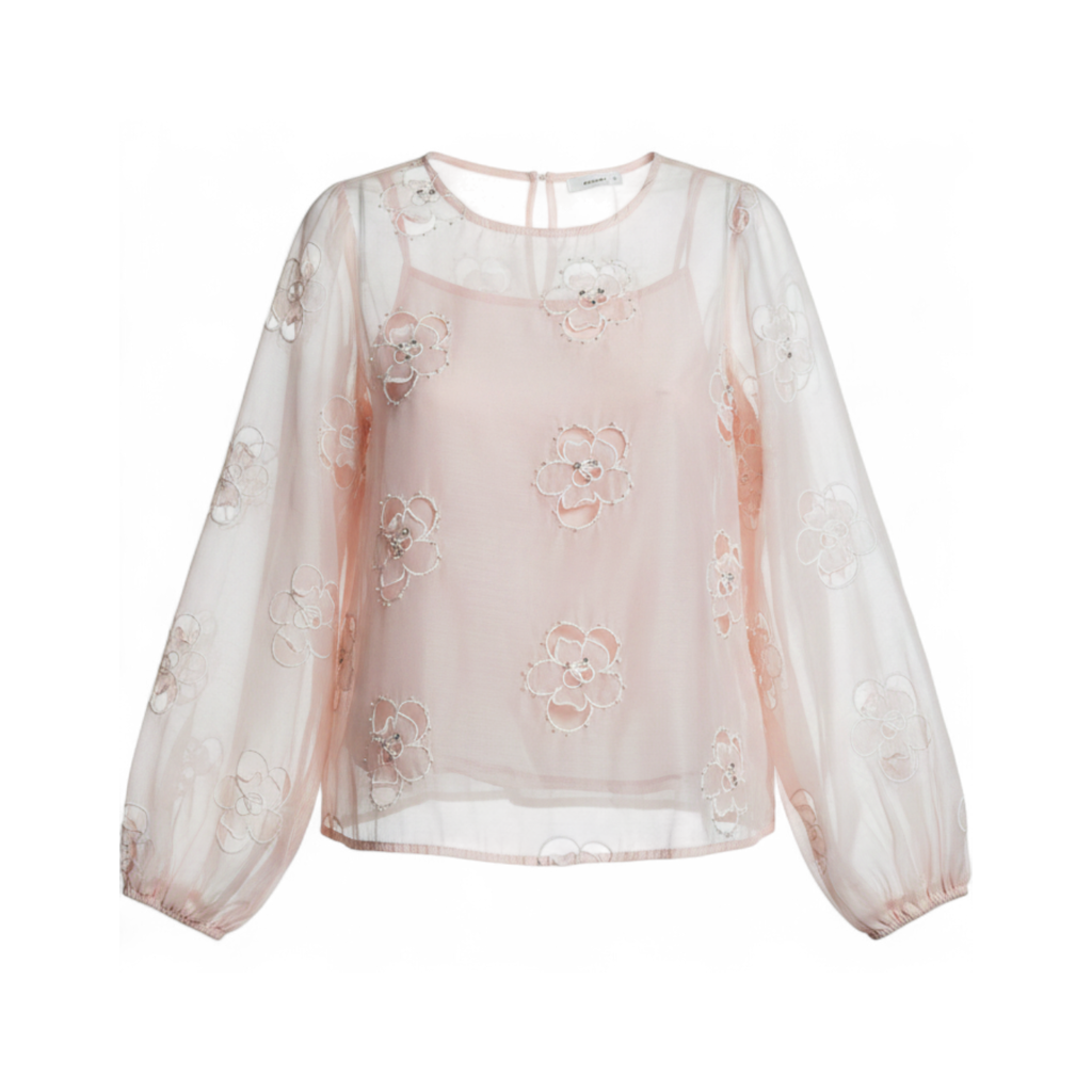Blusa Flores Caladas y Perlas