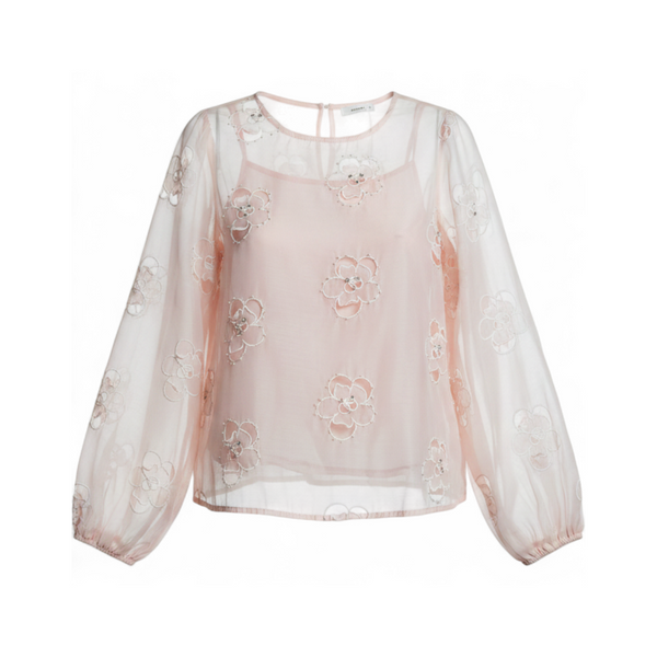Blusa Flores Caladas y Perlas
