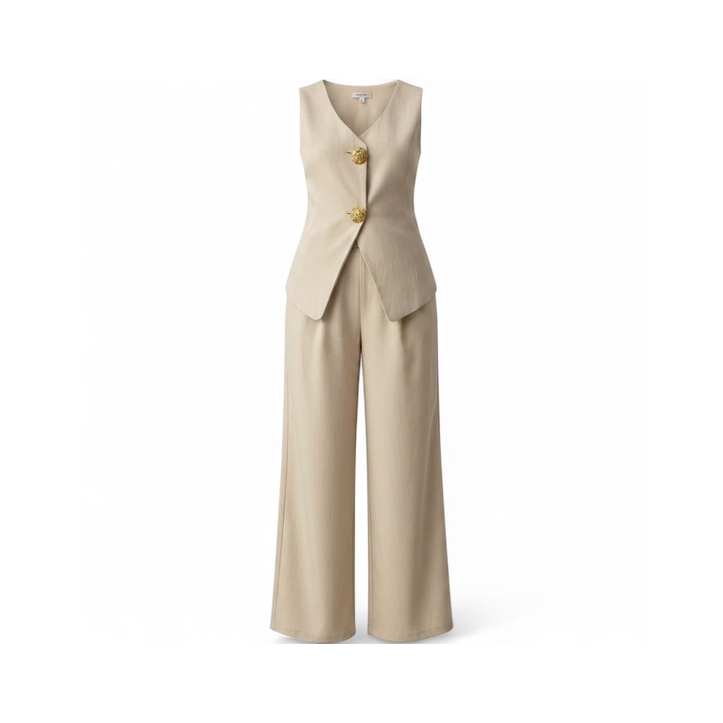 Conjunto Chaleco y Pantalón Beige