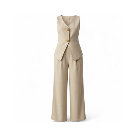 Conjunto Chaleco y Pantalón Beige