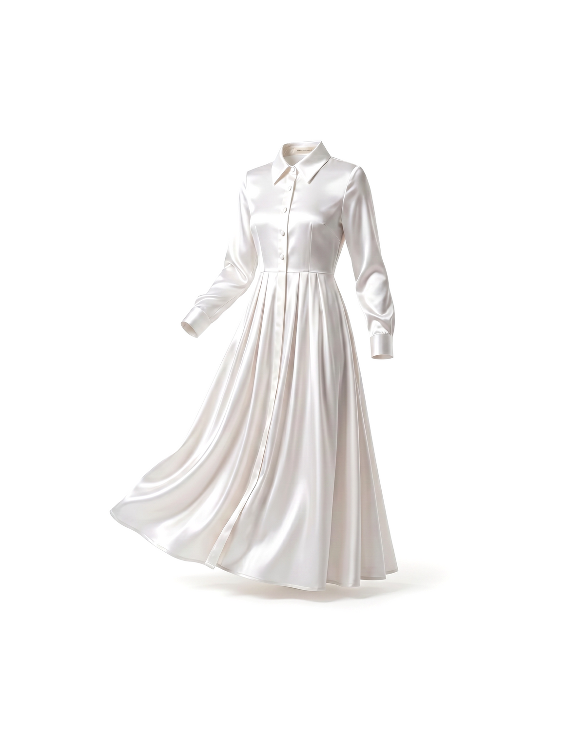 Vestido Maxi Saten Botones :: Blanco