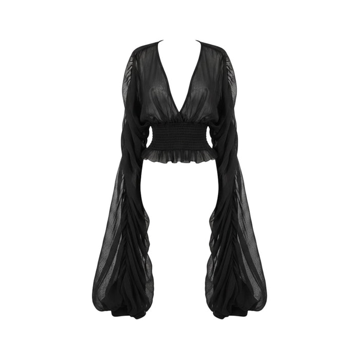Blusa Boho Blanca Negro
