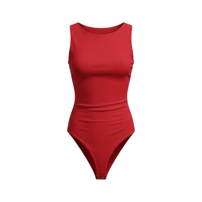 Body Ajustado Sin Mangas Rojo