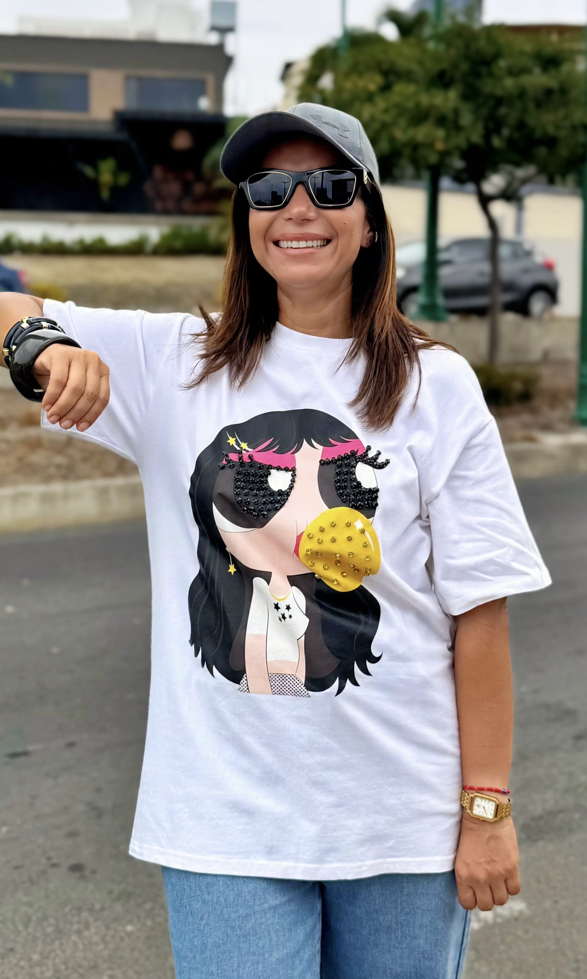 Camiseta Estampada Oversize Blanco