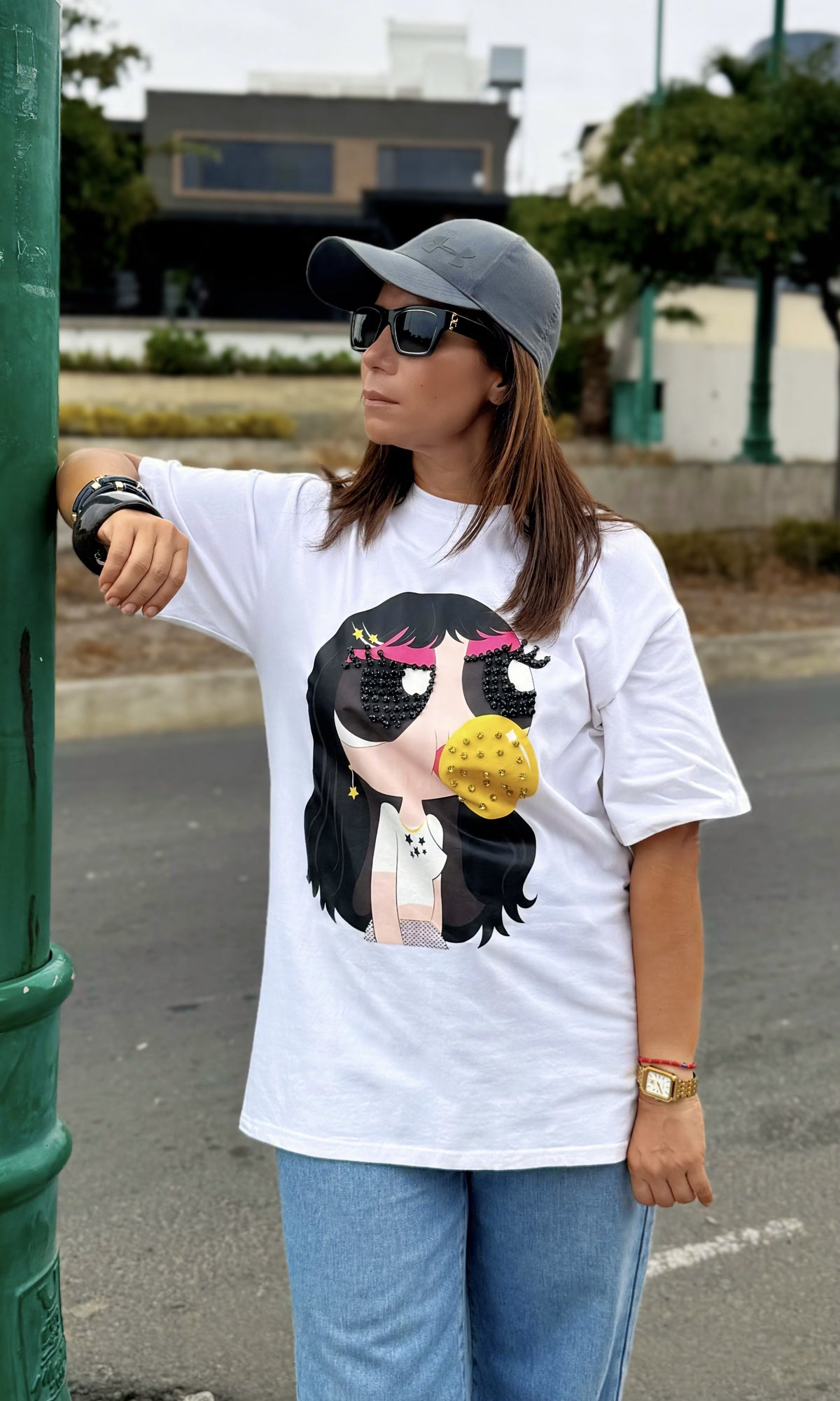 Camiseta Estampada Oversize Blanco