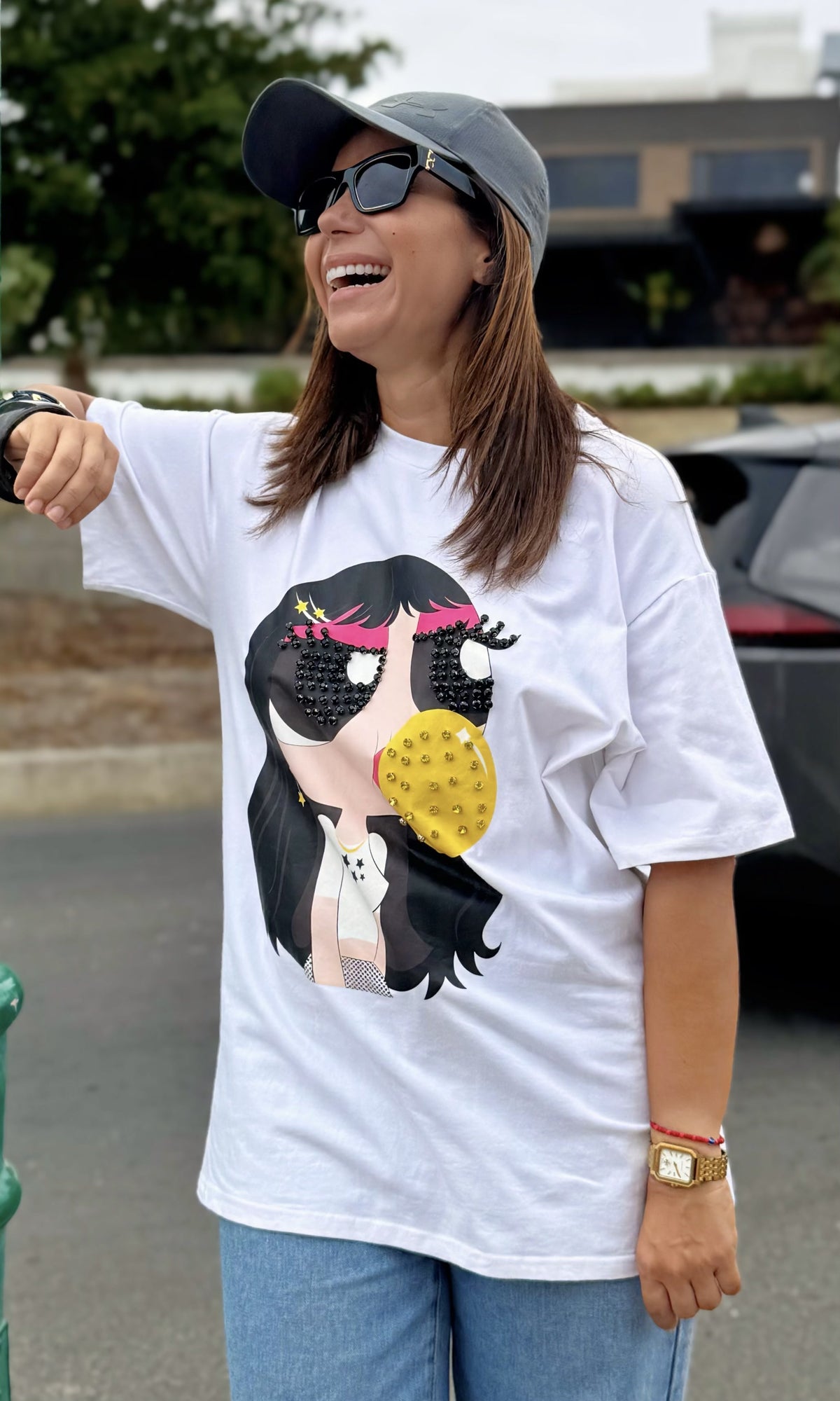 Camiseta Estampada Oversize Blanco