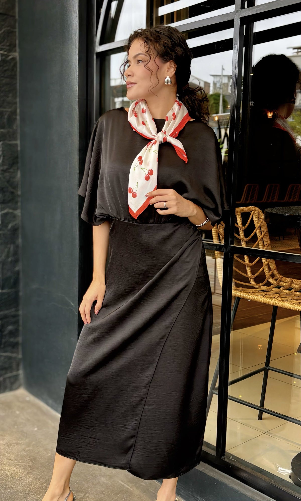 Vestido Midi Cruzado Café oscuro