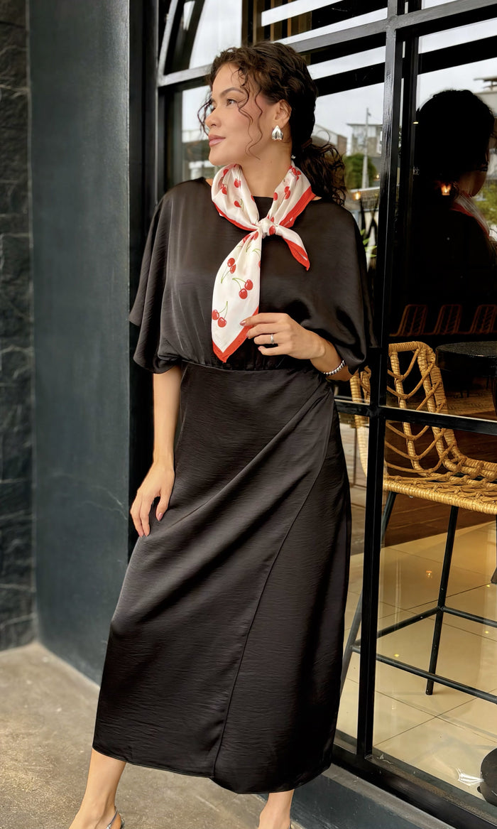 Vestido Midi Cruzado Café oscuro