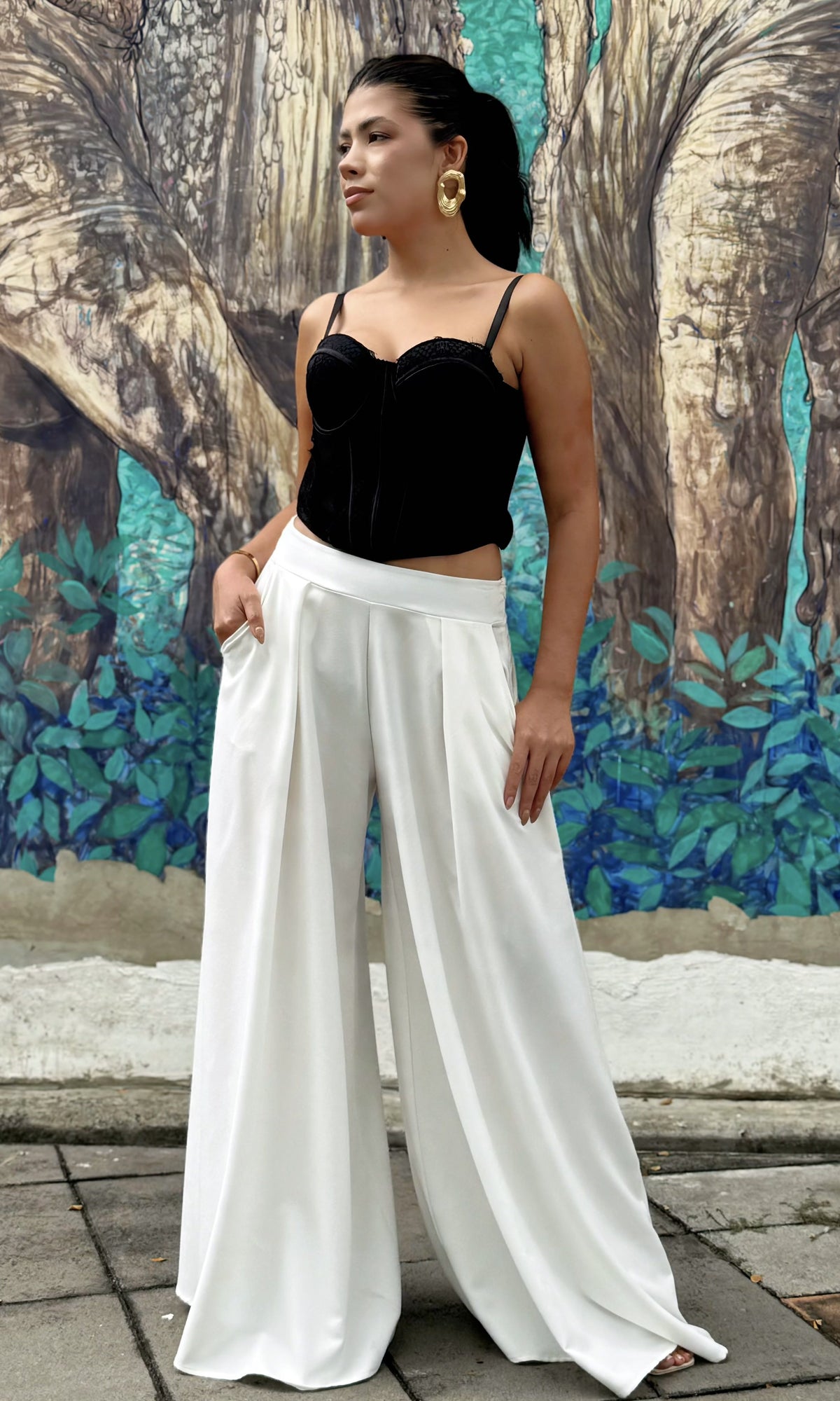 Pantalón Palazzo Amplio Blanco