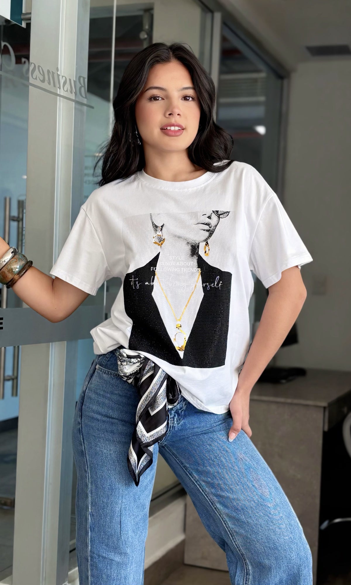 Camiseta Estampado Arte Blanco