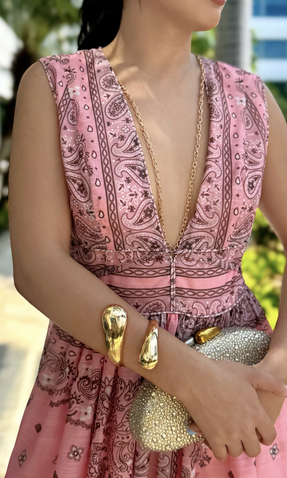 Vestido Estampado Pañuelo Rosa