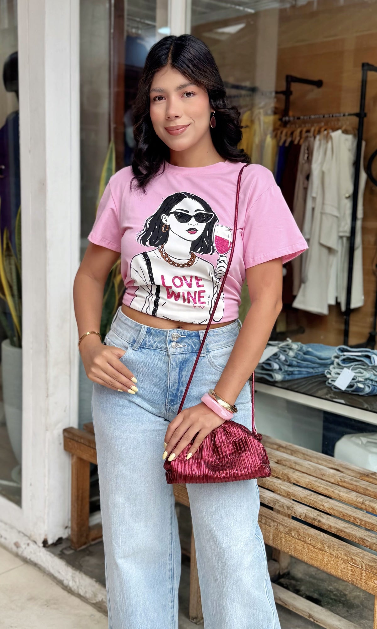 Camiseta Estampado Copa Rosa