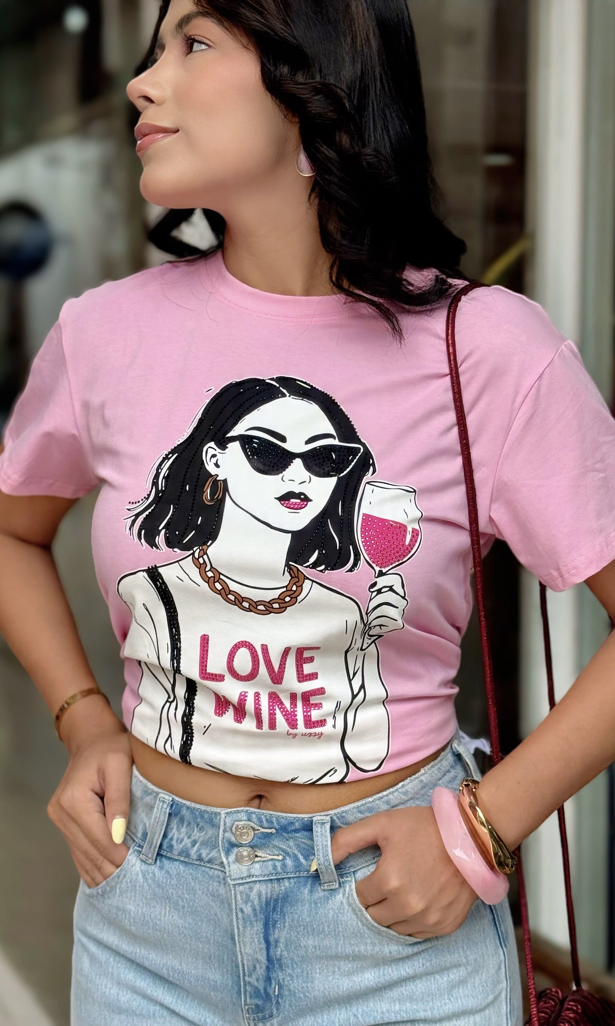 Camiseta Estampado Copa Rosa