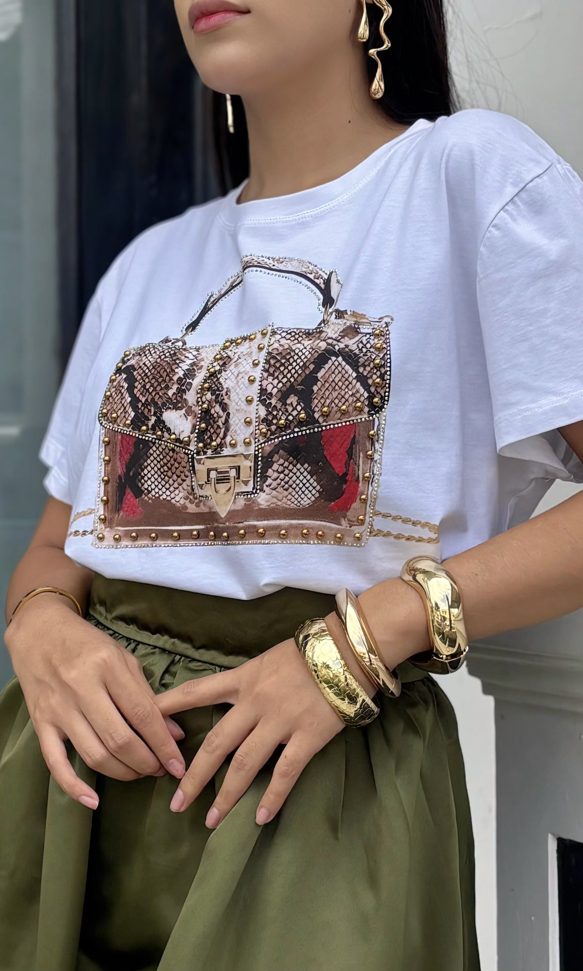 Camiseta Estampado Bolso Blanco