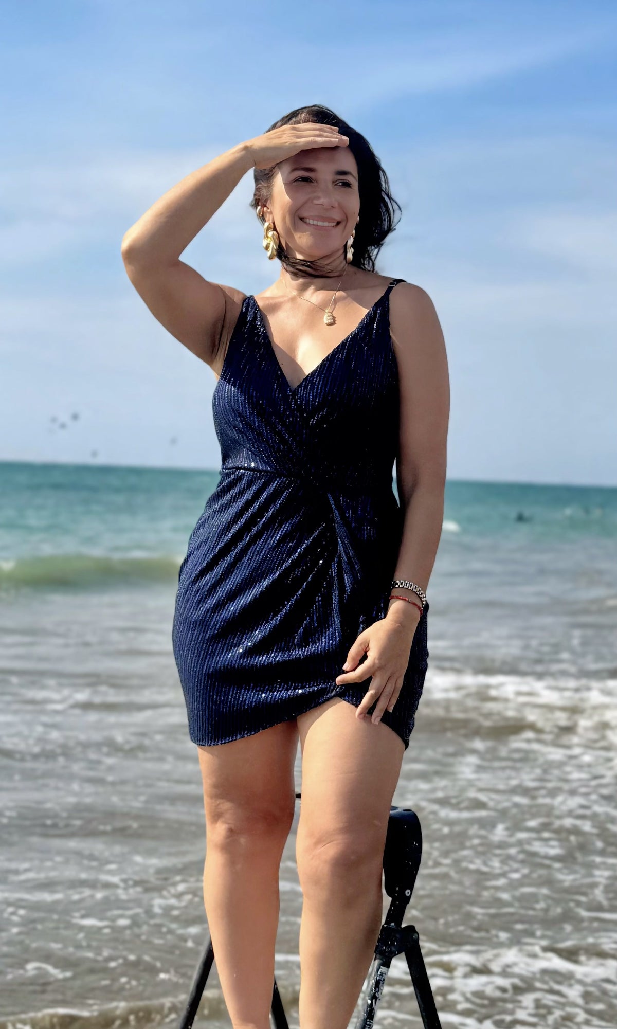 Vestido Corto Lentejuelas Azul marino