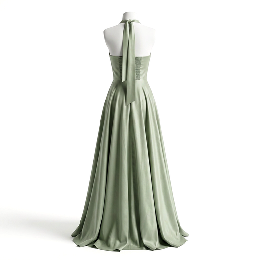 Vestido Halter Verde Salvia