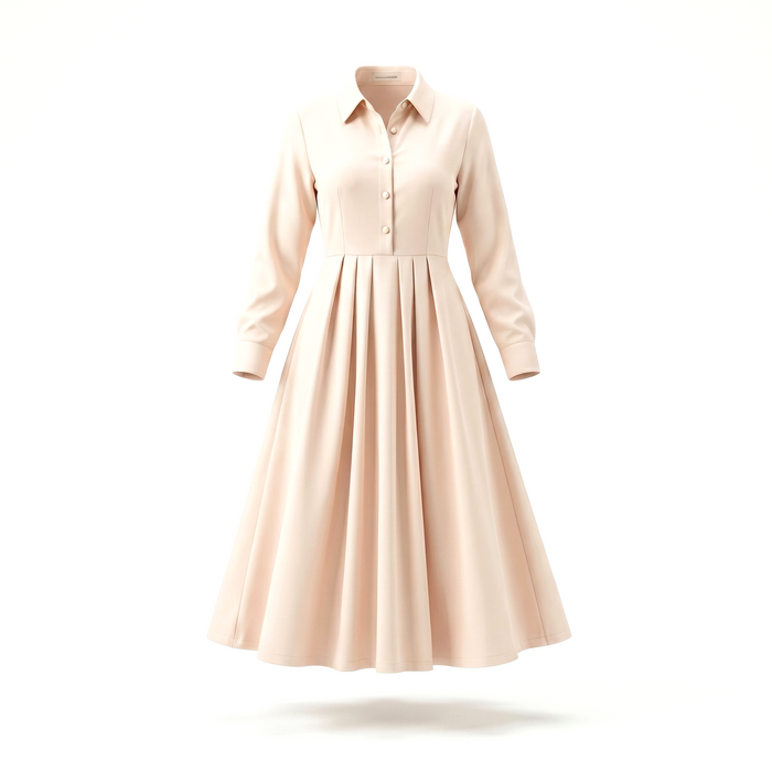 Vestido Maxi con Botones Crema