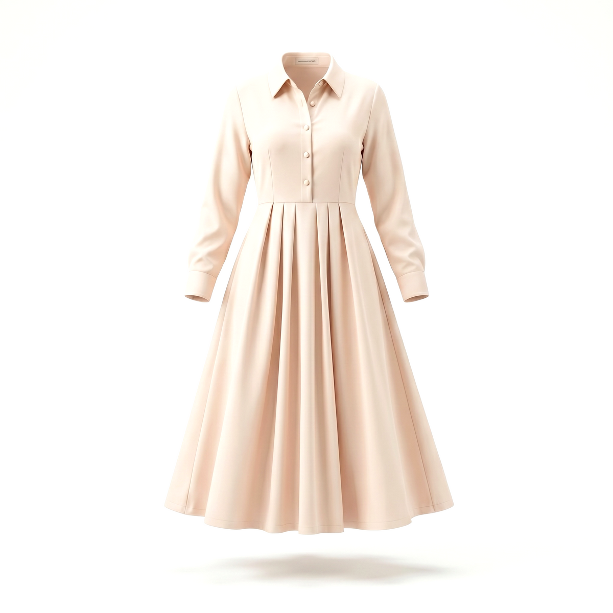 Vestido Maxi Saten Botones :: Crema