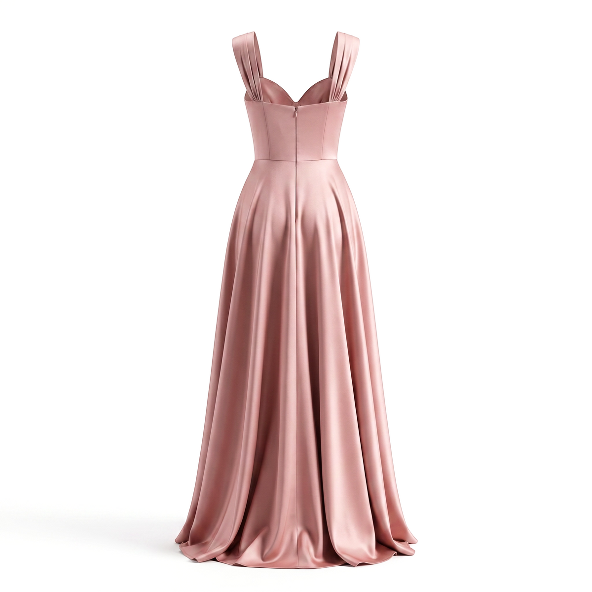 Vestido de Gala Satinado Falda Amplia :: Rosa
