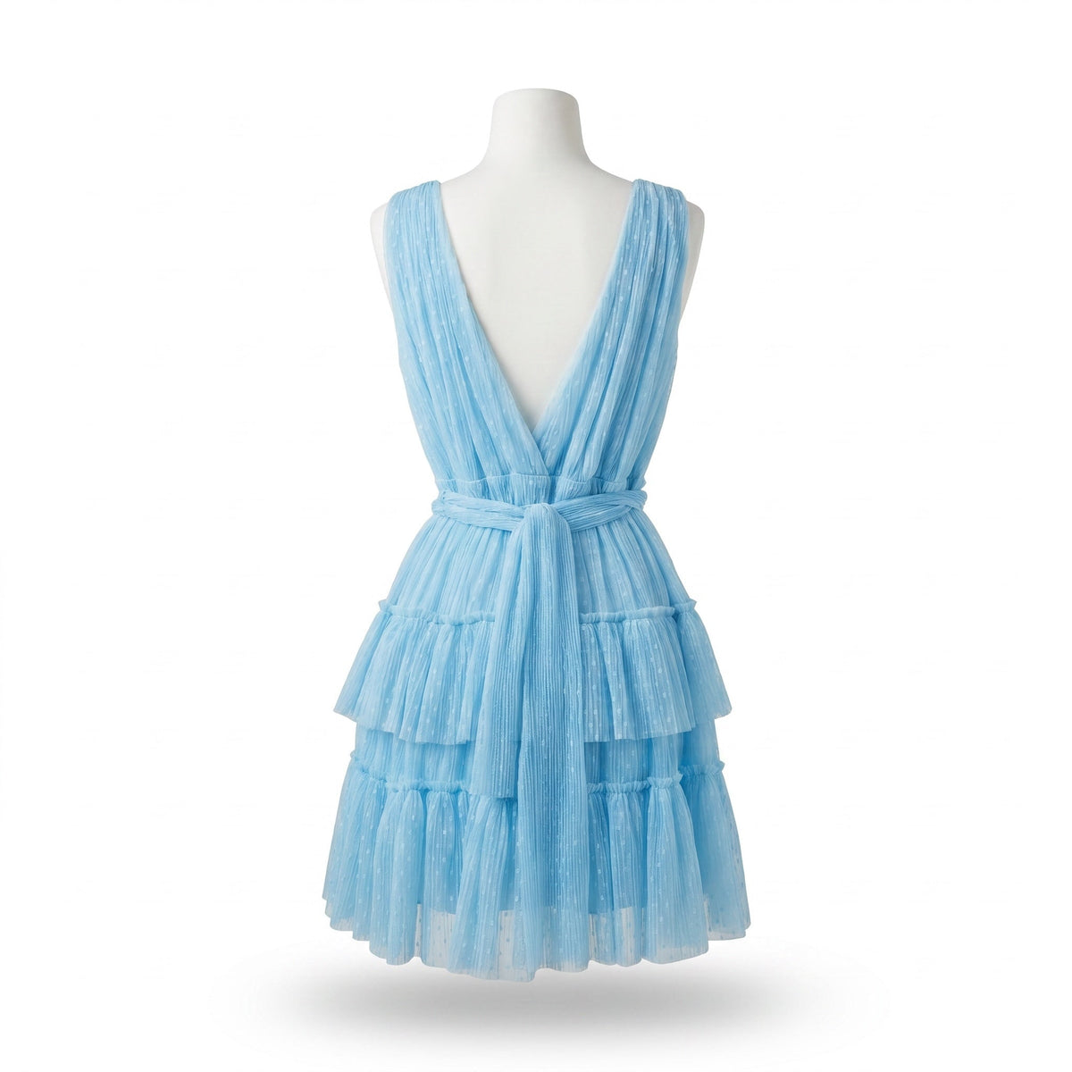 Vestido Corto Azul Volantes