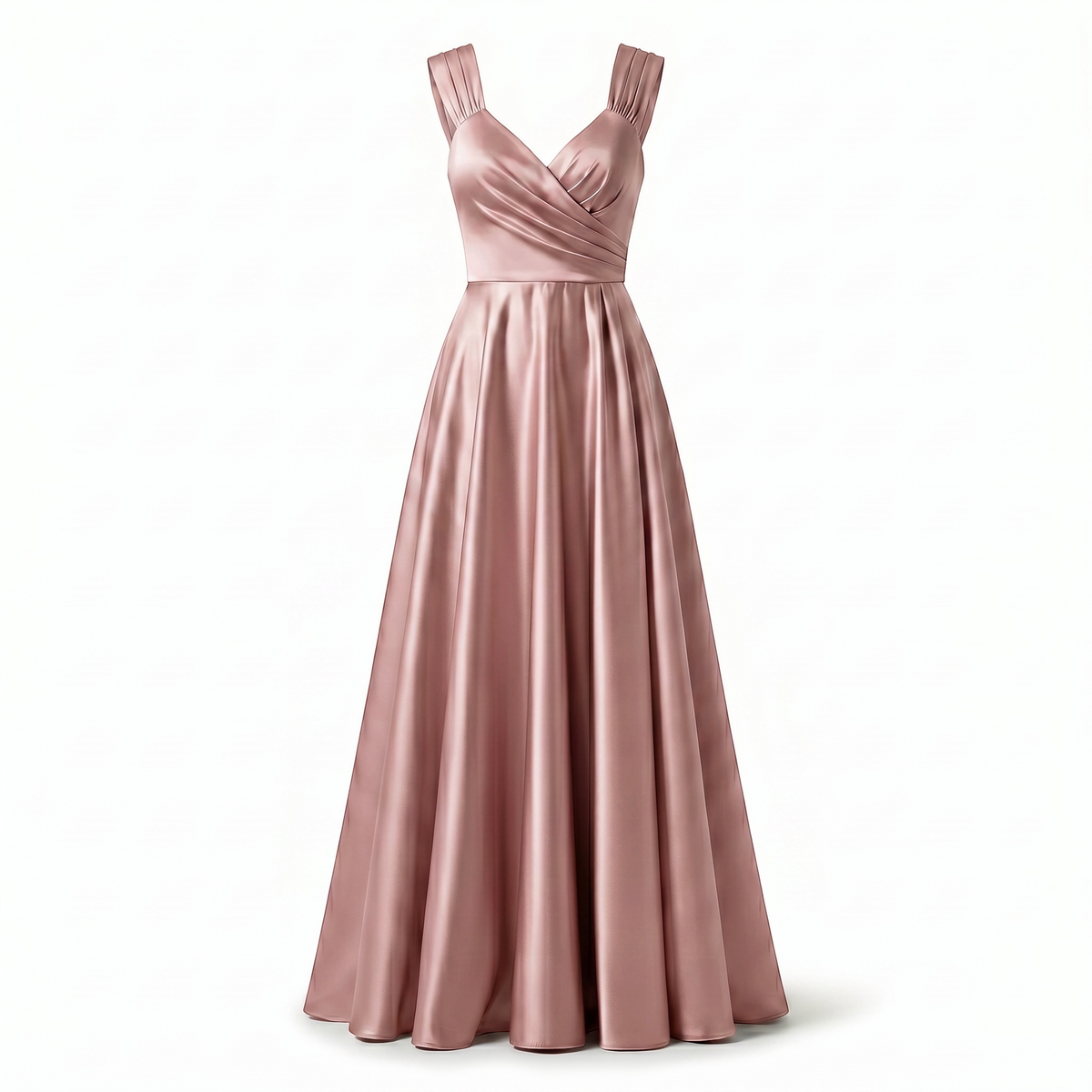 Vestido de Gala Satinado Falda Amplia :: Rosa