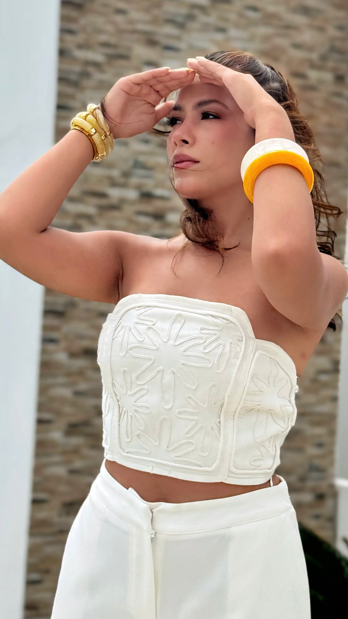 Conjunto Top Bordado Blanco