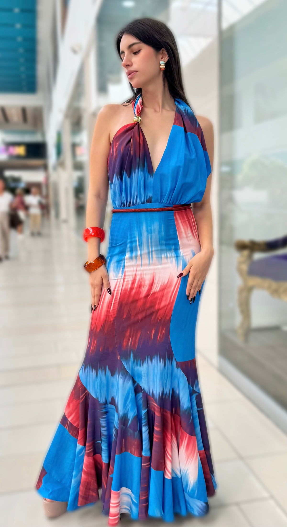 Vestido Largo Halter Estampado