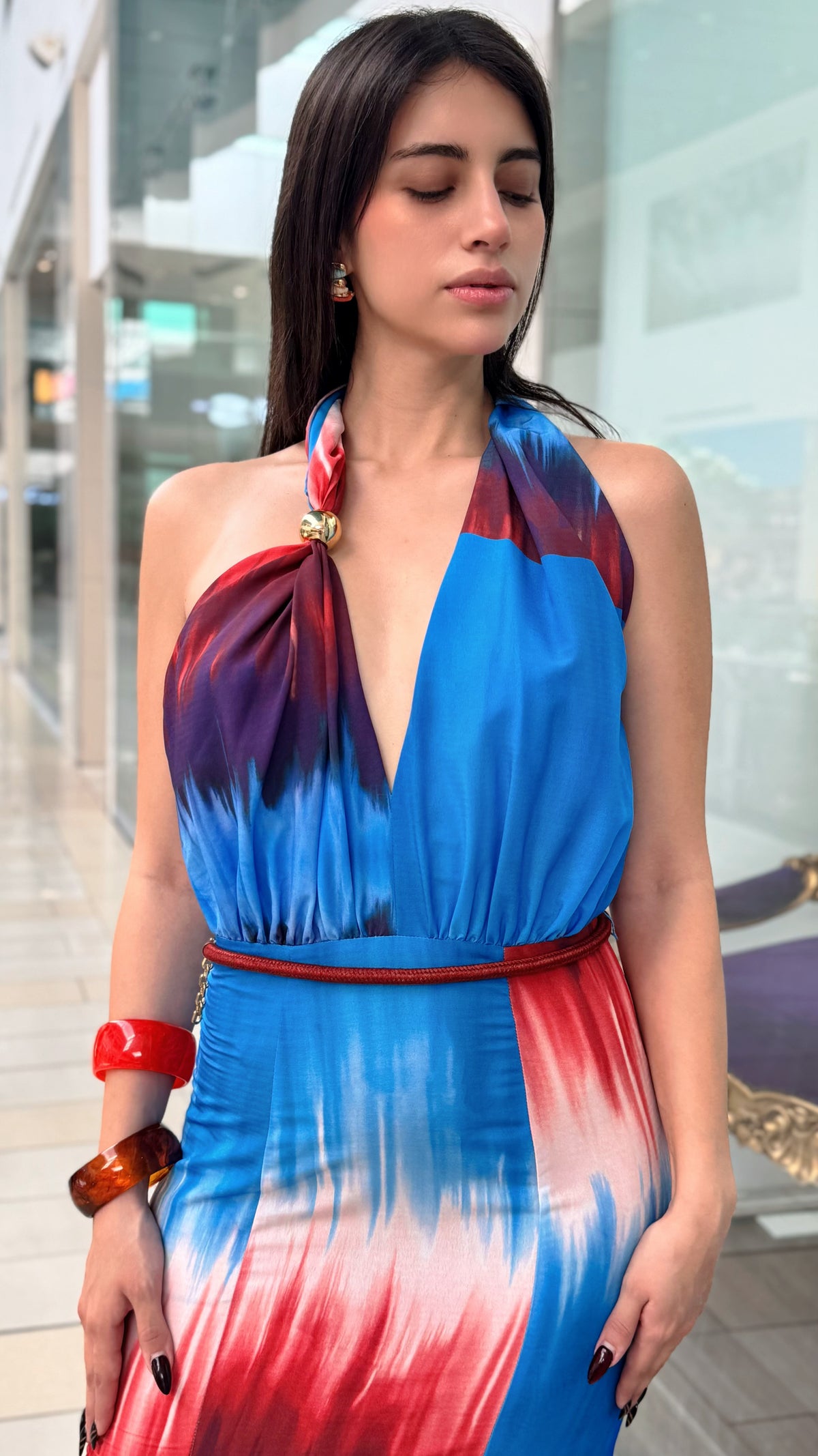 Vestido Largo Halter Estampado