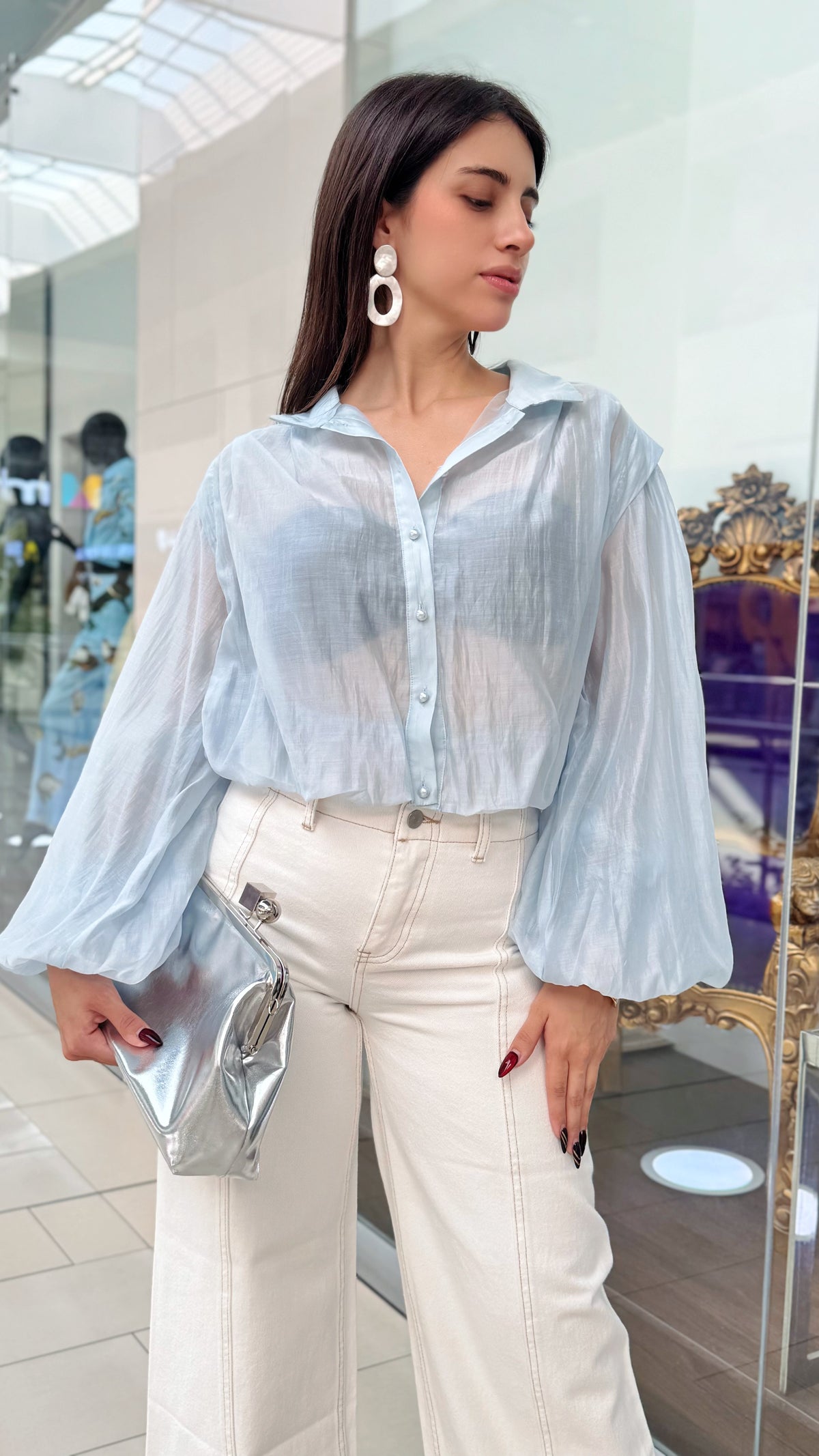 Blusa Celeste Vaporosa