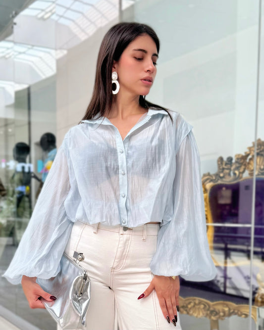 Blusa Celeste Vaporosa