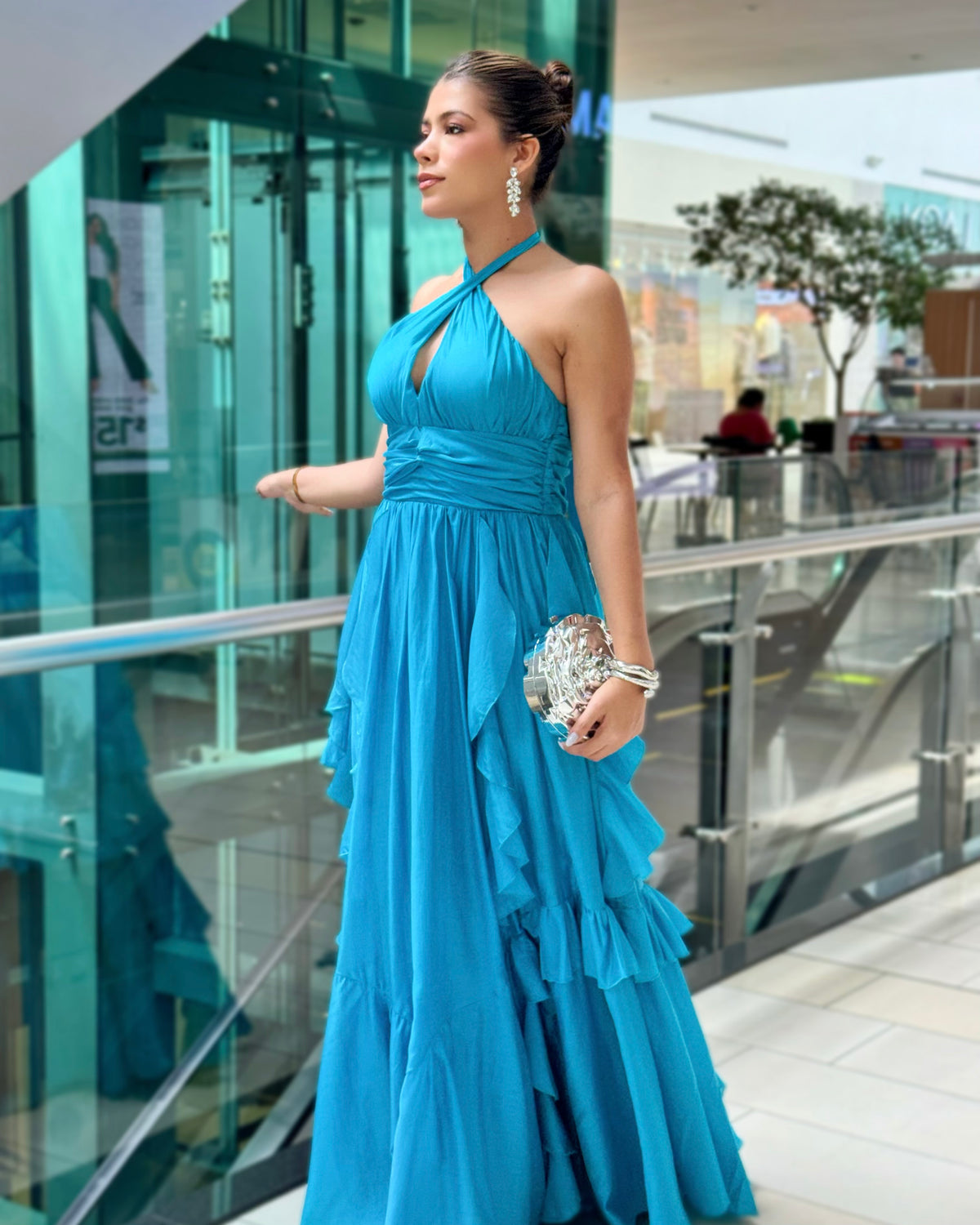Vestido Turquesa Volantes