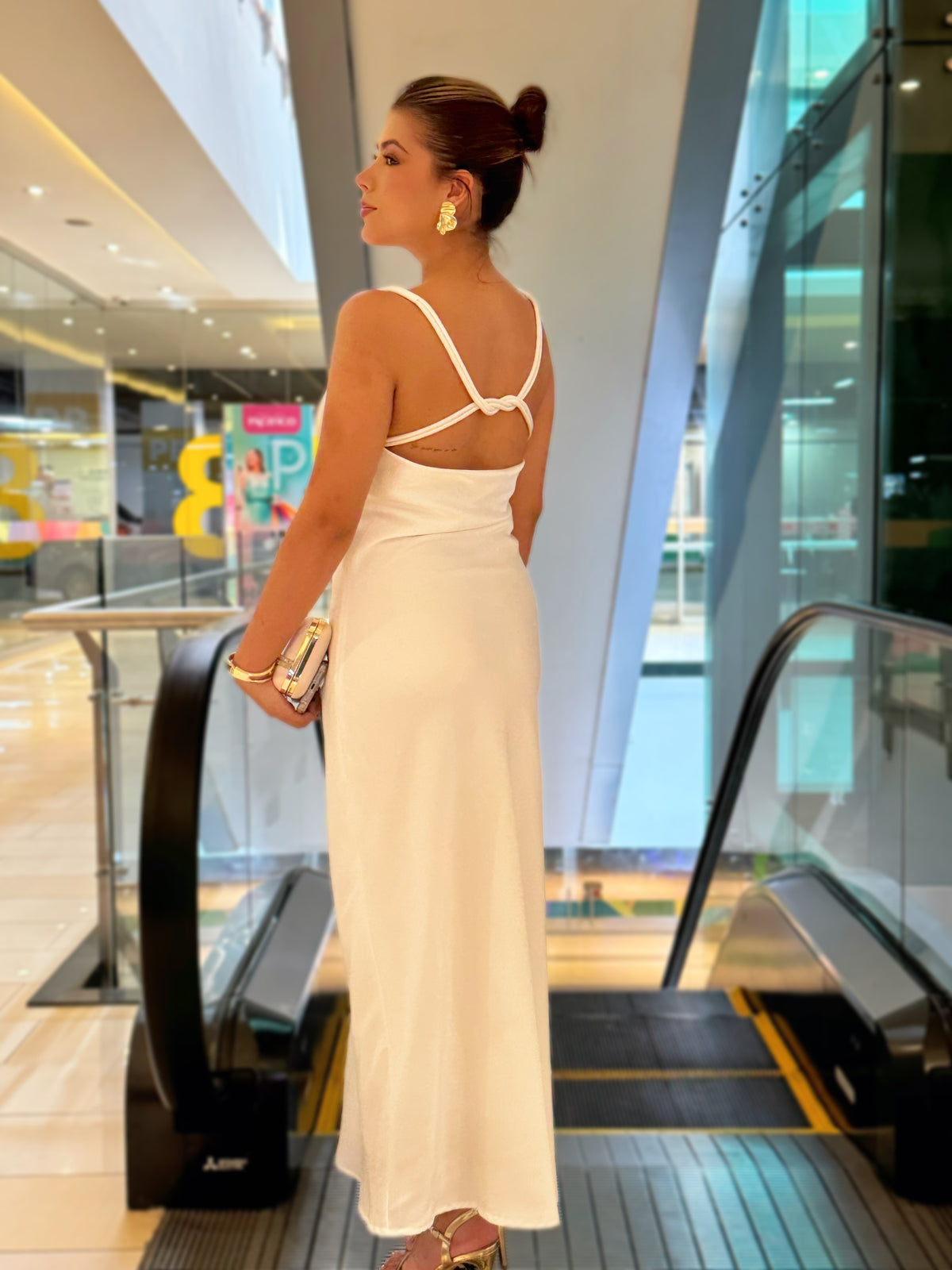 Vestido Saten Escote Cowl