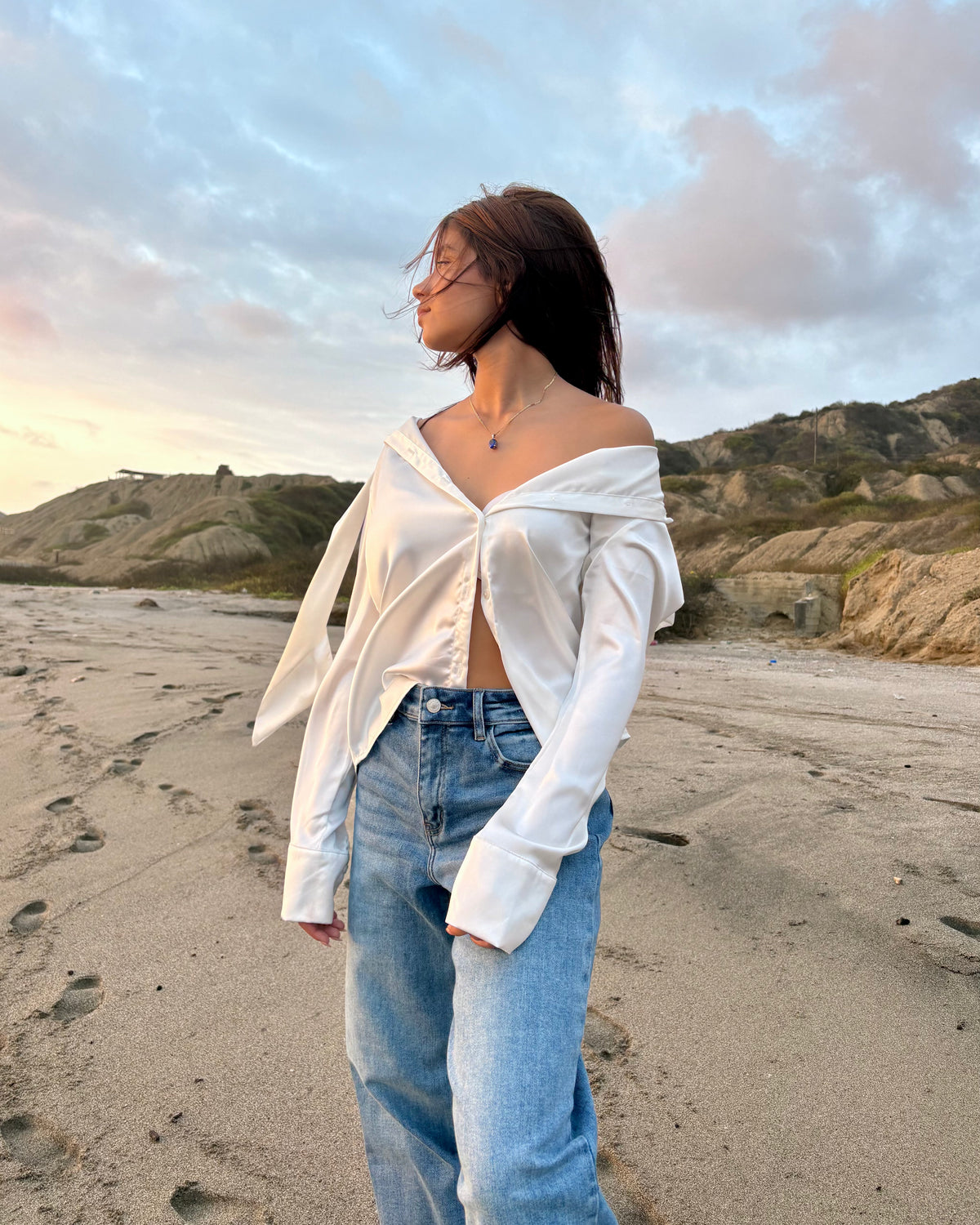 Blusa con Lazo Manga Larga