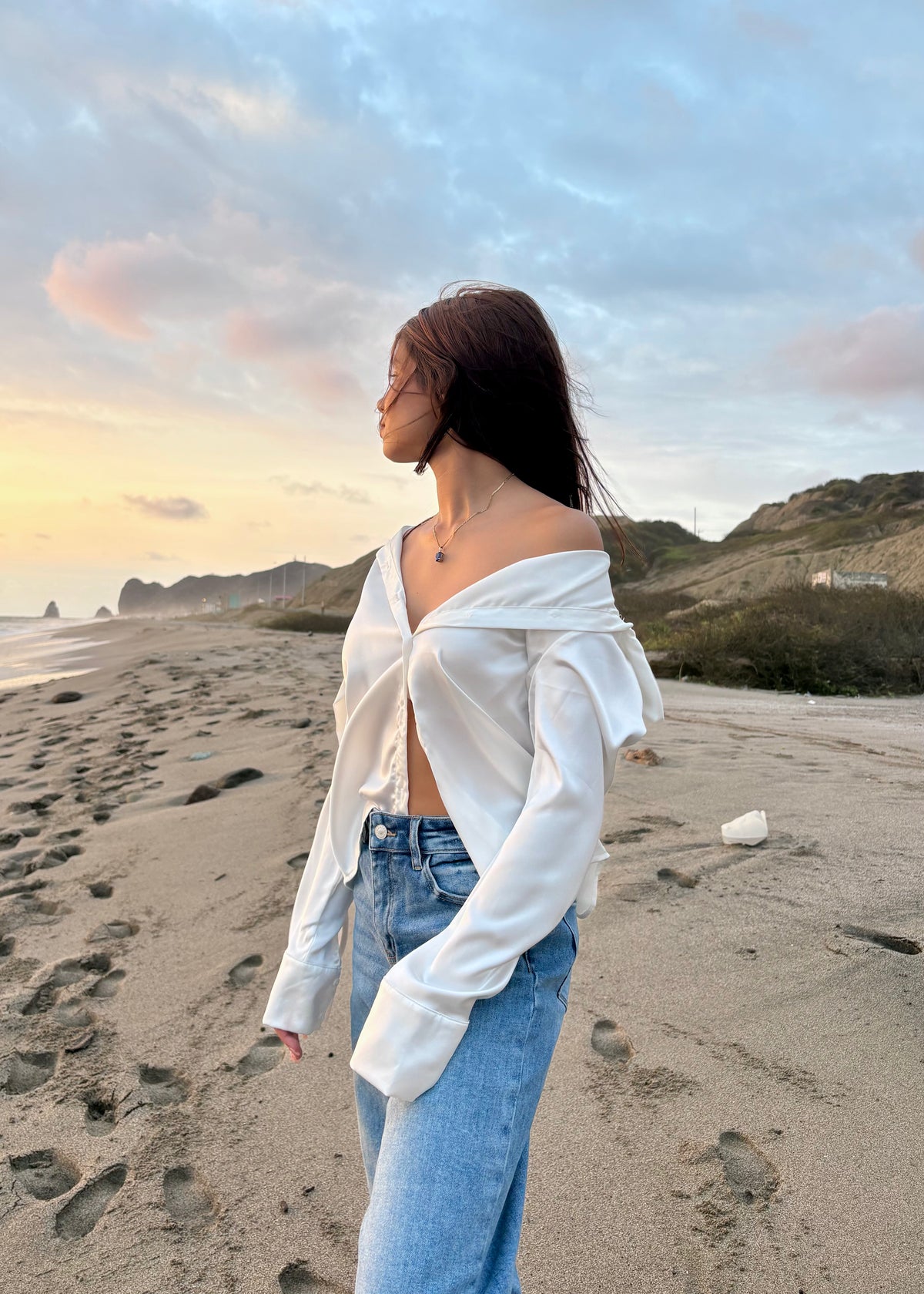 Blusa con Lazo Manga Larga