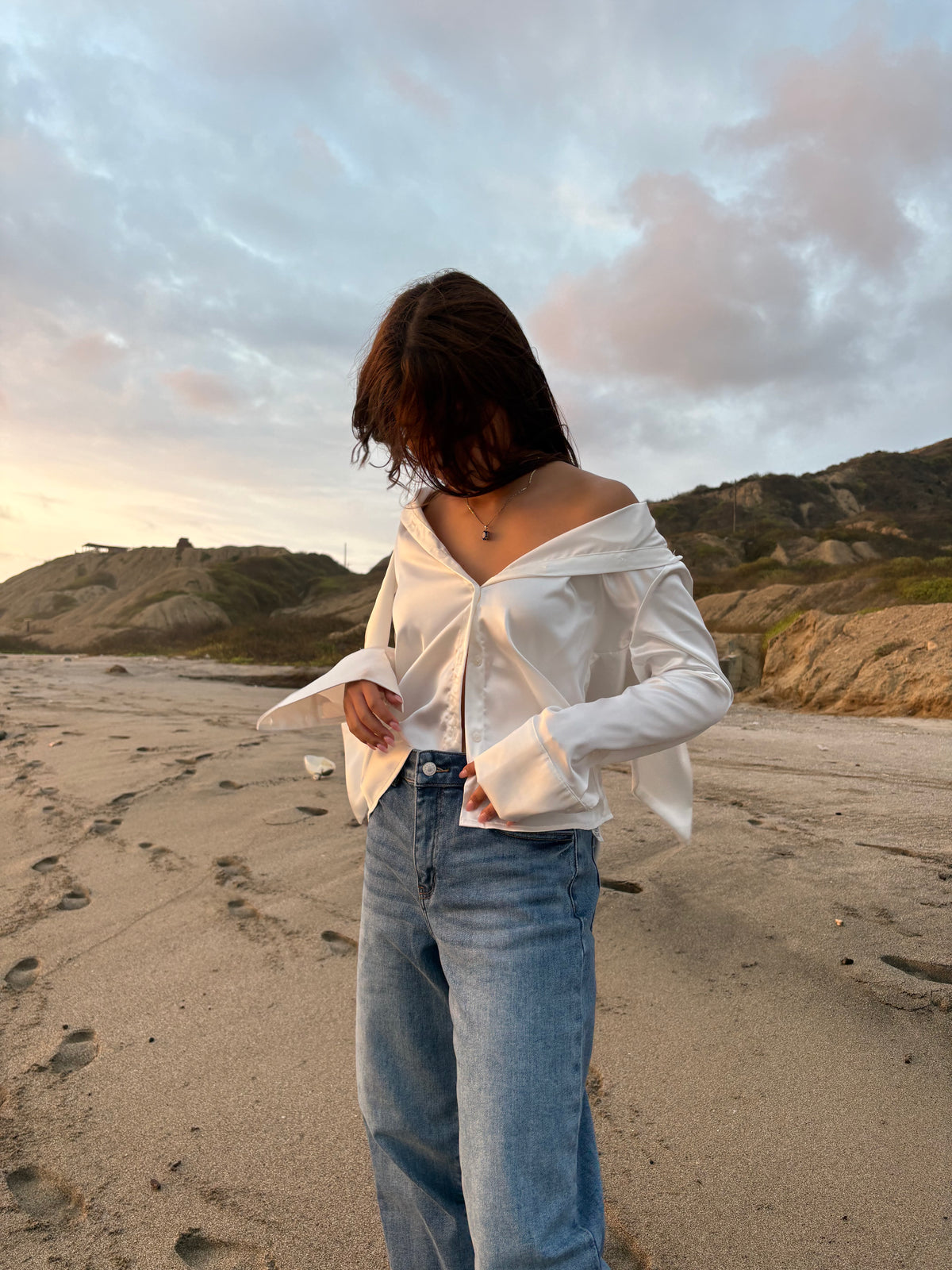 Blusa con Lazo Manga Larga