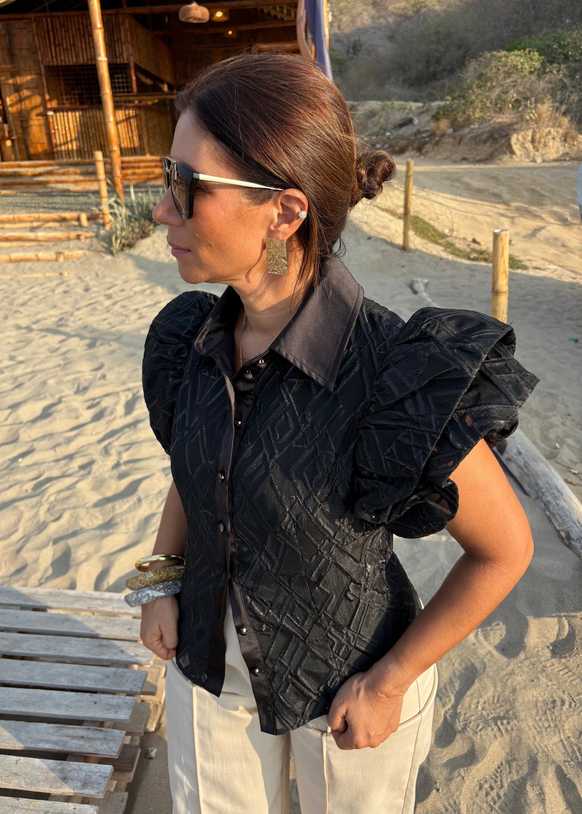 Blusa Rombos Manga Globo