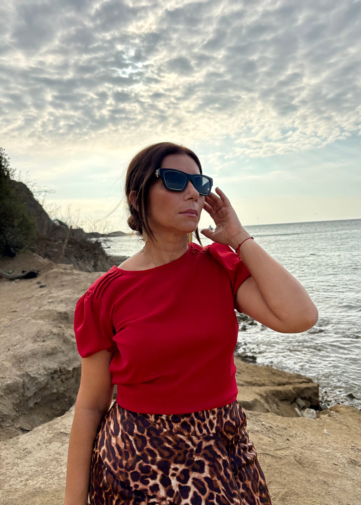 Blusa Manga Abullonada con Lorzas