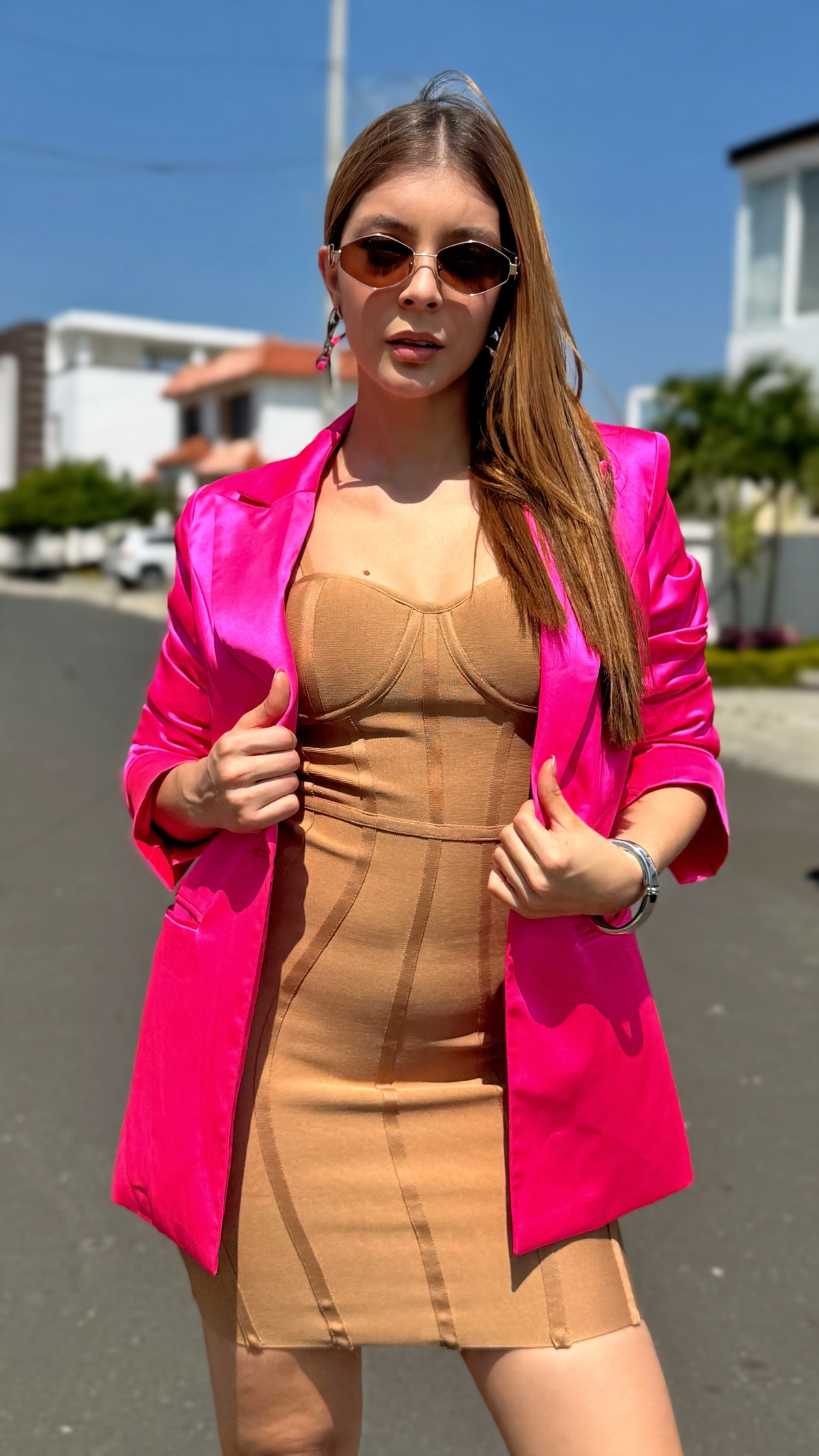 Blazer Fucsia Solapa de Pico