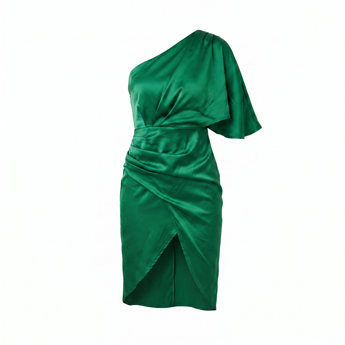 Vestido Verde Un Hombro con Abertura