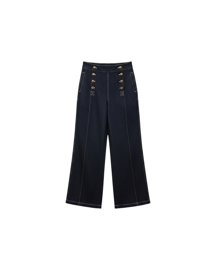 Pantalón Botones Dorados Azul oscuro