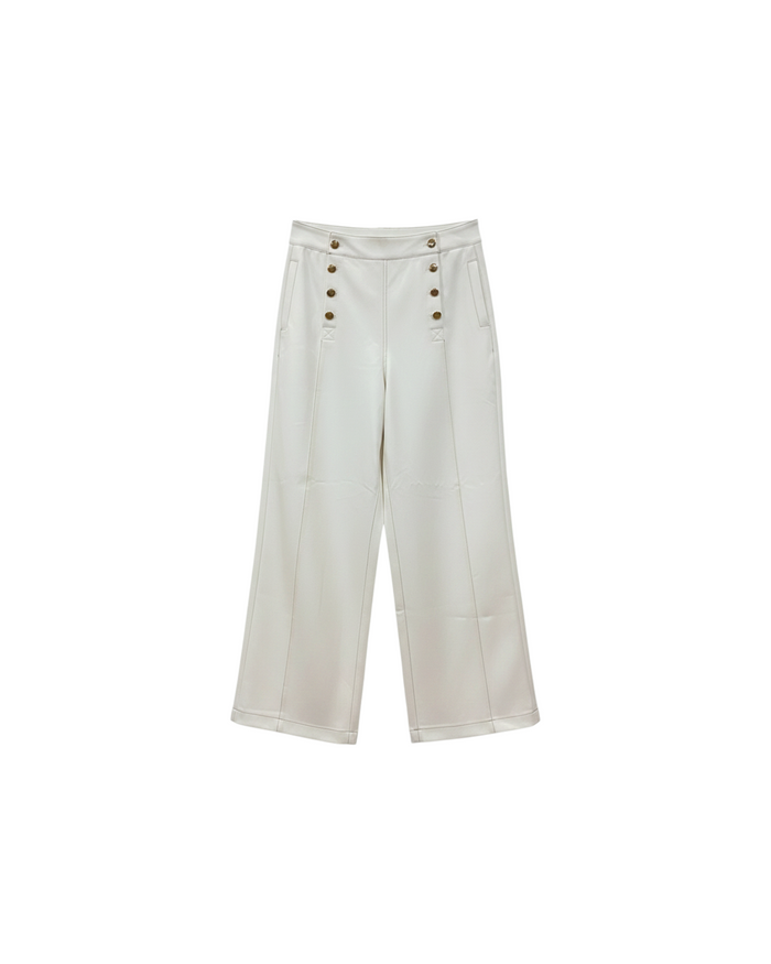 Pantalón Botones Dorados Marfil