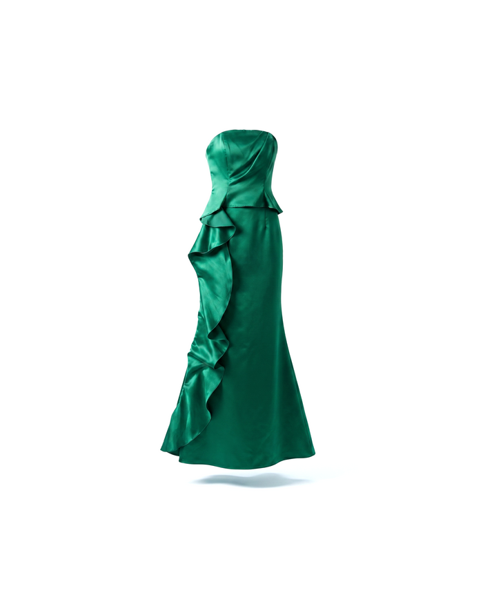 Vestido Sirena Volantes Esmeralda 